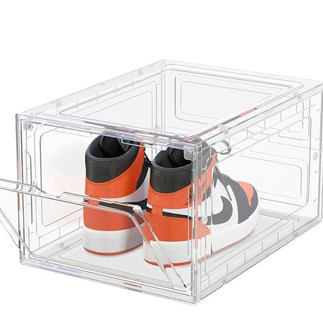 Whixant Transparent Shoe Box With Door, Plastic Shoes Storage Box, Shoe Collection Display Container, Household Space Saving Storage Organizer For Bedroom, Bathroom, Office, Wardrobe - 1 pc