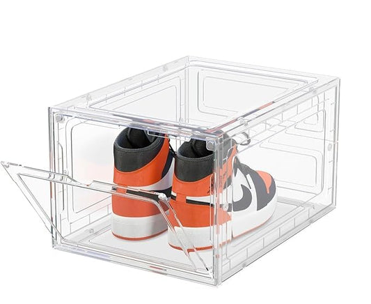 Whixant Transparent Shoe Box With Door, Plastic Shoes Storage Box, Shoe Collection Display Container, Household Space Saving Storage Organizer For Bedroom, Bathroom, Office, Wardrobe - 1 pc