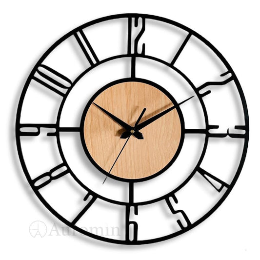 Auromin Stylish Metal Wall Clock for Living Room, Bedroom, Office, Kitchen, Home and Hall | Antique Fancy Big Size Modern Wall Watch for Home Decor (Style 5, 40 cm)