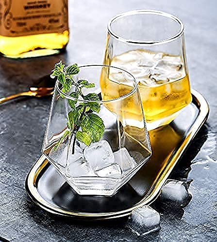 KEXES Whiskey Glasses Fancy Premium Crystal Clear Scotch Glasses Whiskey Glasses/Perfect Idea for Scotch Lovers/Style Glassware for Bourbon/Rum Glasses/Bar Whiskey Glasses 310ML Set of 2