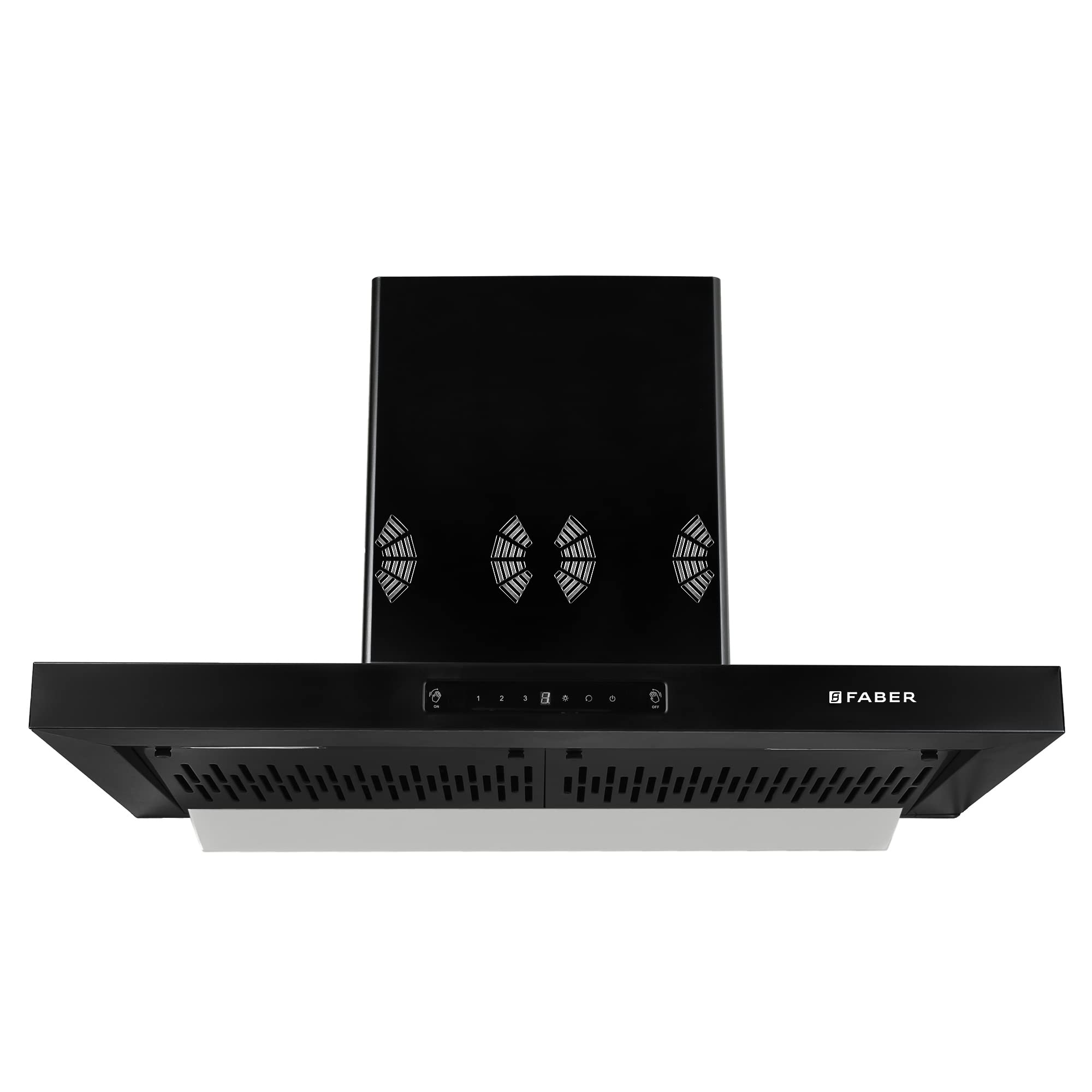 Faber 90cm 1250 m3/hr 6 way silent suction, Autoclean Chimney, Filterless, 8Yr on Motor, 2Yr Comprehensive Warranty, Made in India (HOOD BONITO 3D IND HC SC FL BK 90, Touch & Gesture Control, Black