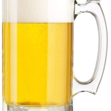 BINZO Beer Mugs Set | Set of 6, 500 ml | Glass Mug with Handle, Large Heavy Mugs for Freezer, Multipurpose Mugs, Dishwasher & Microwave Safe