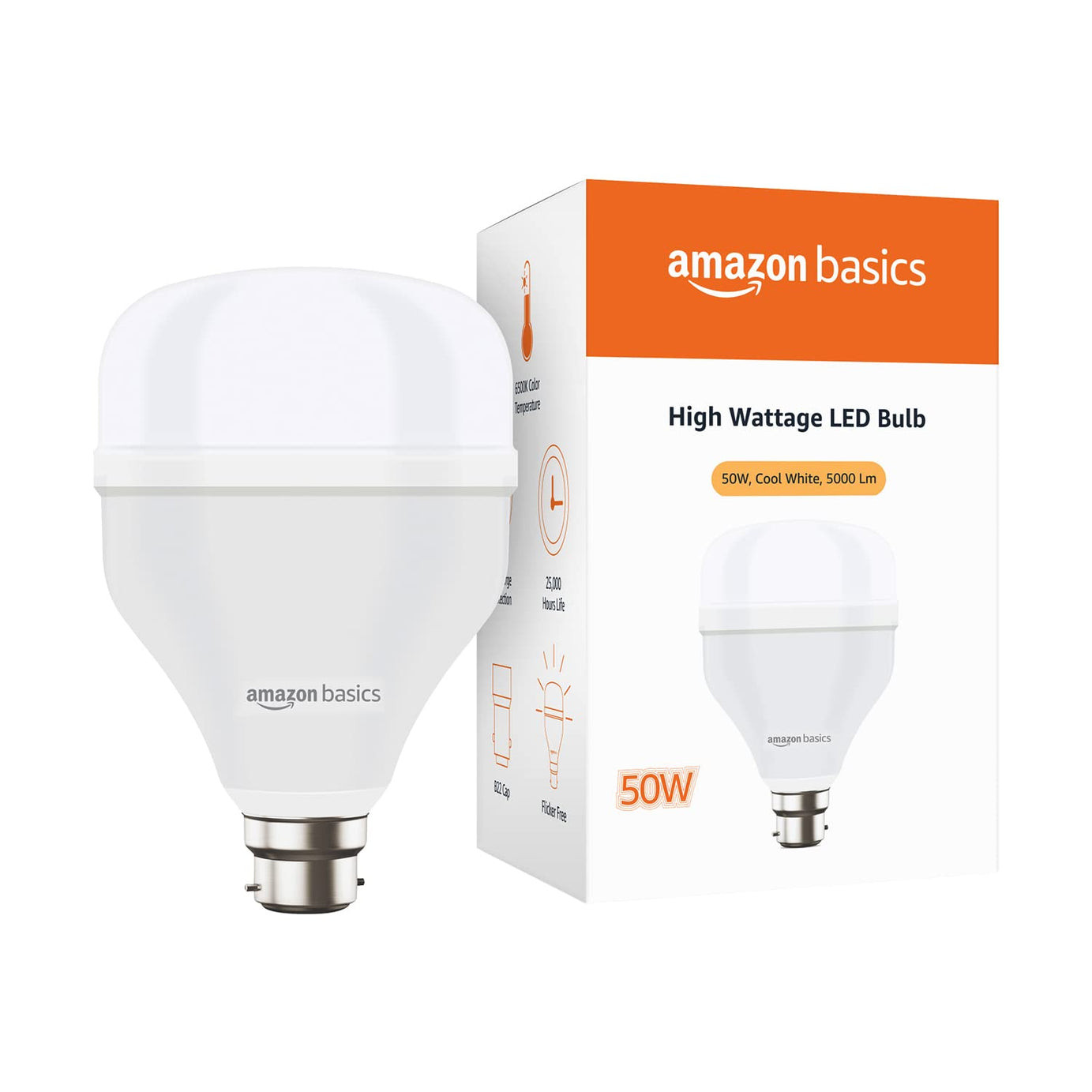 amazon basics - 50W LED Bulb, Cool White (Base B22, Pack of 1)