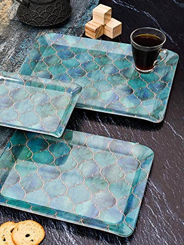 Goodhomes Melamine Serving Tray Set (Set Of 3 Trays) Mt134(Rectangular, Multicolour)