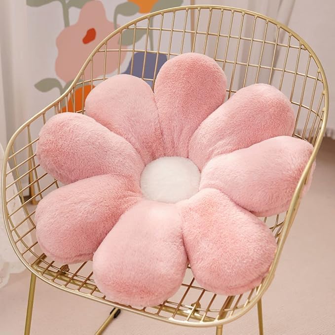 RVA Plushed Custom Cute Flowers Plush Pillow Daisy Sofa Cushion Soft Colorful Flowers Plush Toys Home Sofa Decoration Gift (Pink-Color)