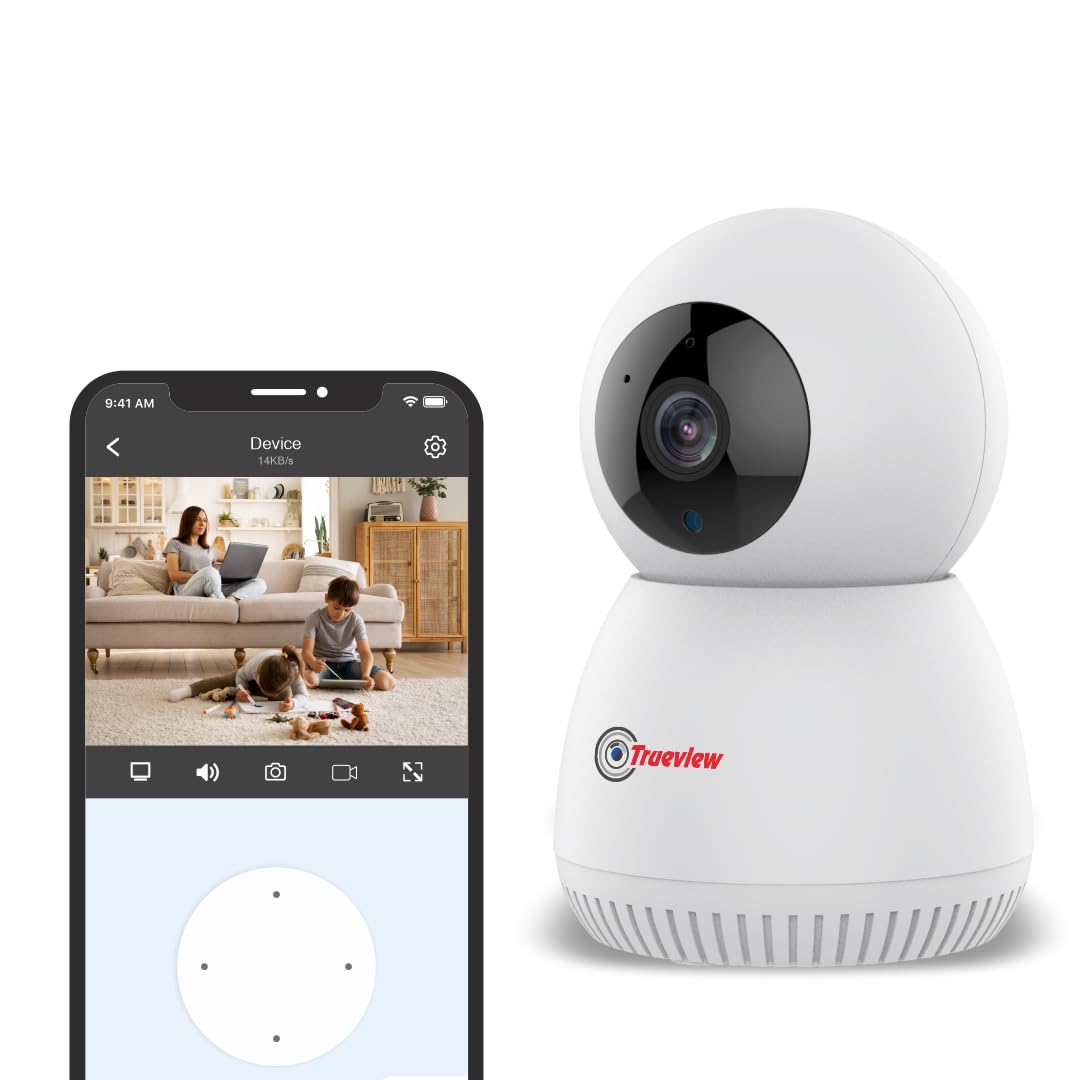 Trueview 2MP Smart CCTV Wi-fi Home Security Camera with Pan Tilt 360° View, 2 Way Talk, Cloud Monitor, Motion Detect, Supports SD Card Up to 256 GB, Night Vision, Alexa