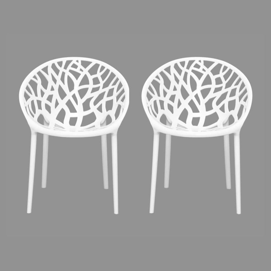 ITALICA Oxy Plastic Chair for Home, Office, Living Room/Glossy Finish Crystal Design Plastic Outdoor Chair/Patio Chairs for Balcony/Suitable for Indoor & Outdoor (5106, White Chair Set of 2, MO)