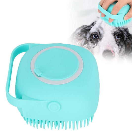 Hotfix Dog Grooming Brush Soothing Bath Brush, Pet Massage Brush Shampoo Dispenser, Soft Silicone Bristle for Dogs and Cats Shower