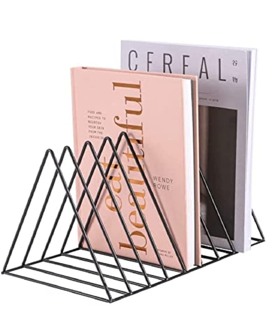 Zepdos Iron Triangle Slot Magazine Stand - File Rack Desktop Book Organizer, Tabletop Table Book Stand For Office - Magazine Files Stand, File Organiser, Tiered Shelf, 25.4 X 20.3 X 15.2 Cm