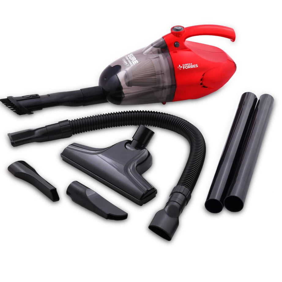 Eureka Forbes Compact 700 Watts Powerful Suction & Blower Vacuum Cleaner with Washable HEPA Filter & 6 Accessories,Compact,1 Year Warranty,Light Weight & Easy to use (Red & Black)