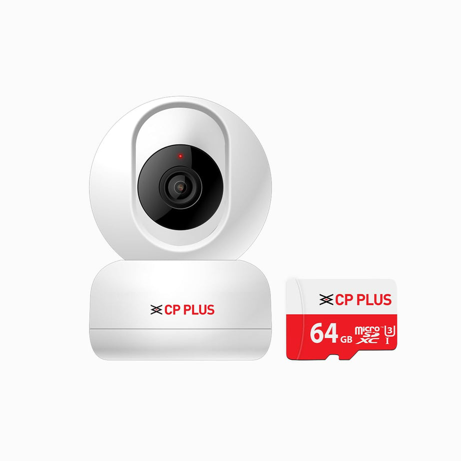 CP PLUS 2MP Full HD Smart Wi-Fi CCTV Home Security Camera | 360° with Pan Tilt | 2 Way Talk | Motion Alert | Night Vision | 64GB Card SD Card in BOX (Up to 128 GB) | Alexa & Google Support | CP-E26AM