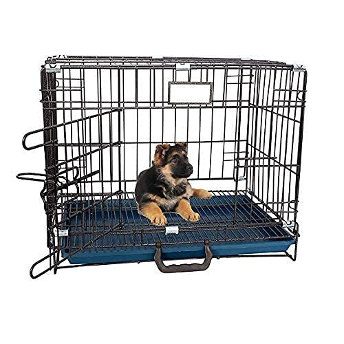 RvPaws Dog Cage - Powder Coated, Single Door Folding Metal Cage/Crate/Kennel with Removable Tray and Paw Protector for Dogs Small Size, Cats and Rabbits (Black-Silver, Length-18 Inch)