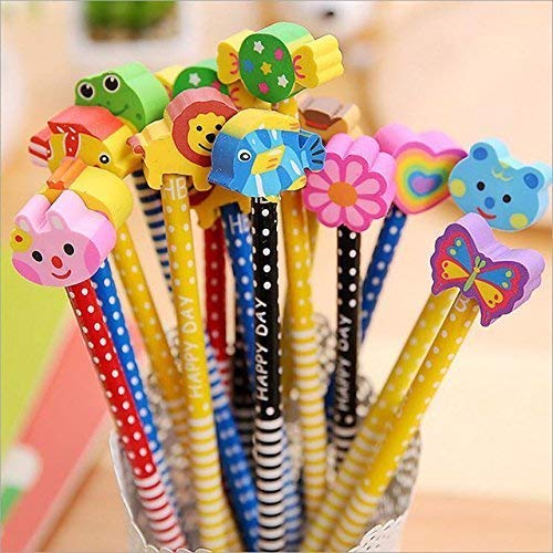 PARTEET Cartoon Printed Pencils with Eraser for Kids (Pack of 24)