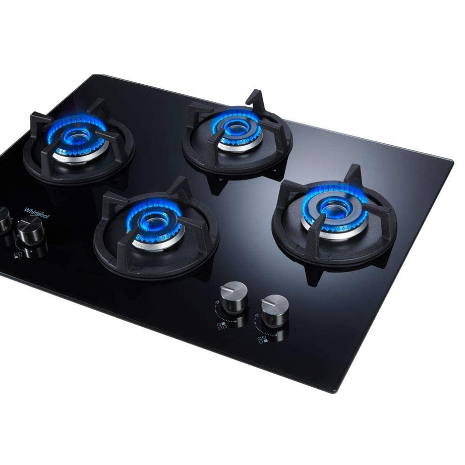 Whirlpool Hob 4 Burner Auto Ignition Gas Stove (Elite Hybrid 704 Mt Ec Gas Hob), Tempered Glass