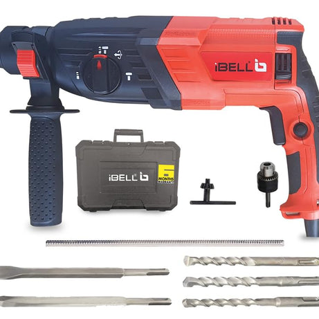 IBELL Rotary Hammer Drill RH26-26, 780W, Copper Armature, SDS Plus Chuck :26 mm, 900 RPM, Impact Energy 3J with Vibration Control