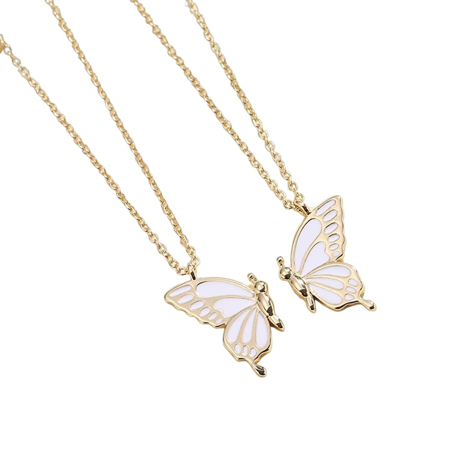 ZIBUYU Necklace for Women Girls Stylish Cute Butterfly Design Alloy Friendship Necklace for Women Butterfly Pendant for Women Best Friend, Girlfriends Pendant Gift for Women & Girls (Golden) - 1 Pair