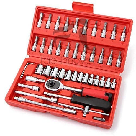 FAB Innovations 46 in 1 Pcs Tool Kit & Screwdriver and Socket Set Multi Purpose Tool Case| Essential DIY| Repair Tool Set for Home and Office (Color May Vary)