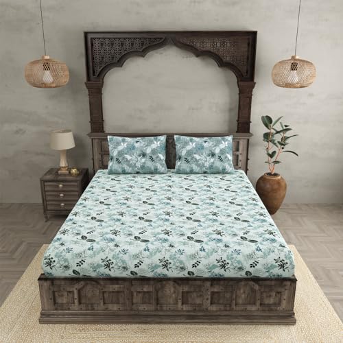 JaipurFabric® Premium Cotton 280 TC The Finest Pick Double Bedsheet with 2 Pillow Covers (108" X 108"), Green