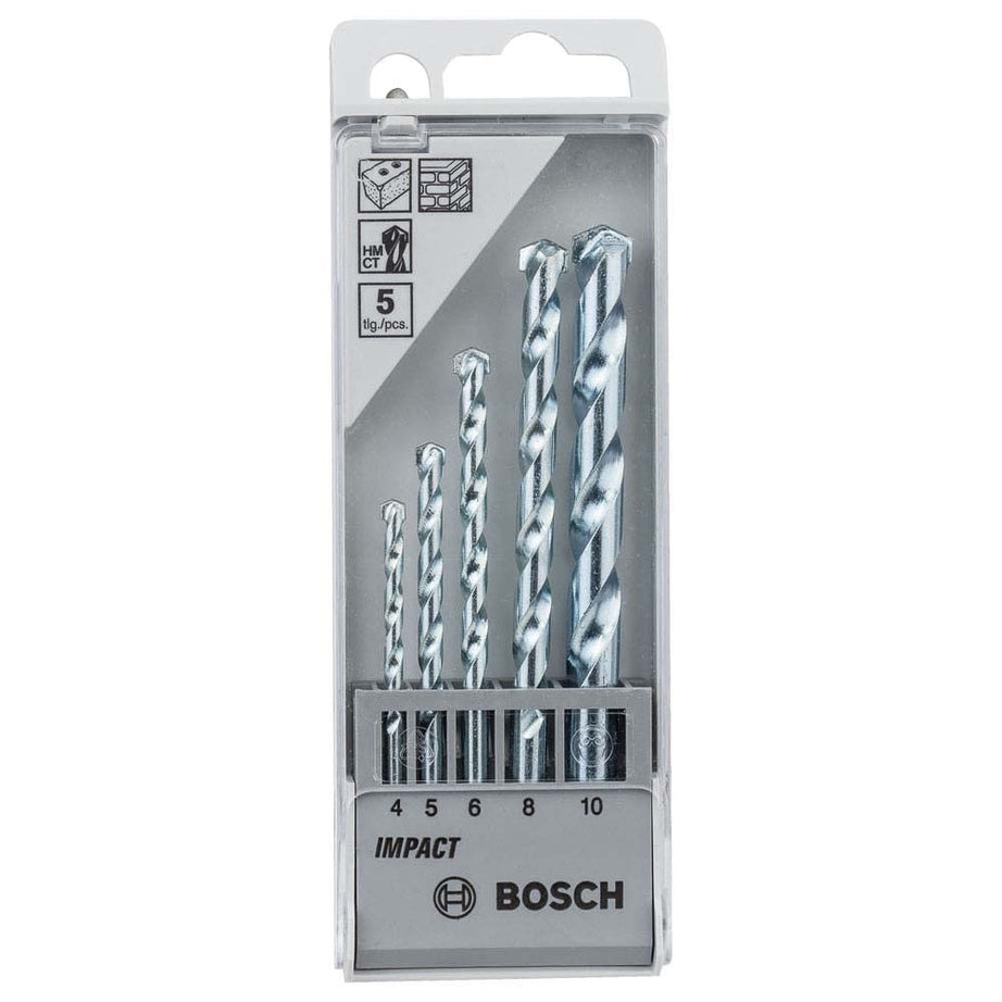 Bosch 2608590090 Masonry Drill Bit Set (5-Pieces), Alloy Steel, Straight