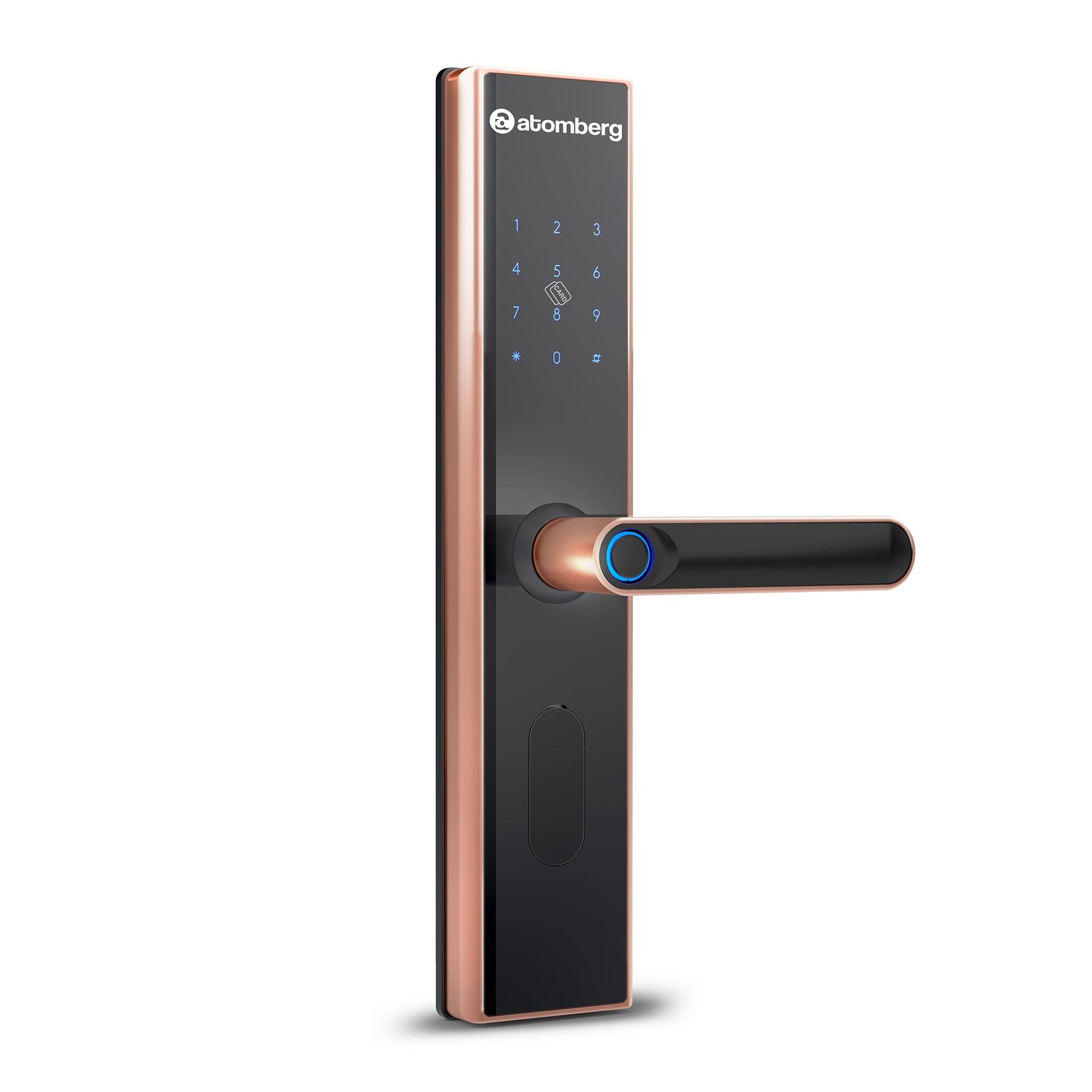 Atomberg SL 1 Smart Door Lock | 6 Ways Unlocking | Fingerprint | PIN | OTP | NFC Card | Atomberg Home App (Data Stored in India)| Key | 5 Stainless Steel Bolt | 2 Year Warranty by Atomberg (Rose Gold)