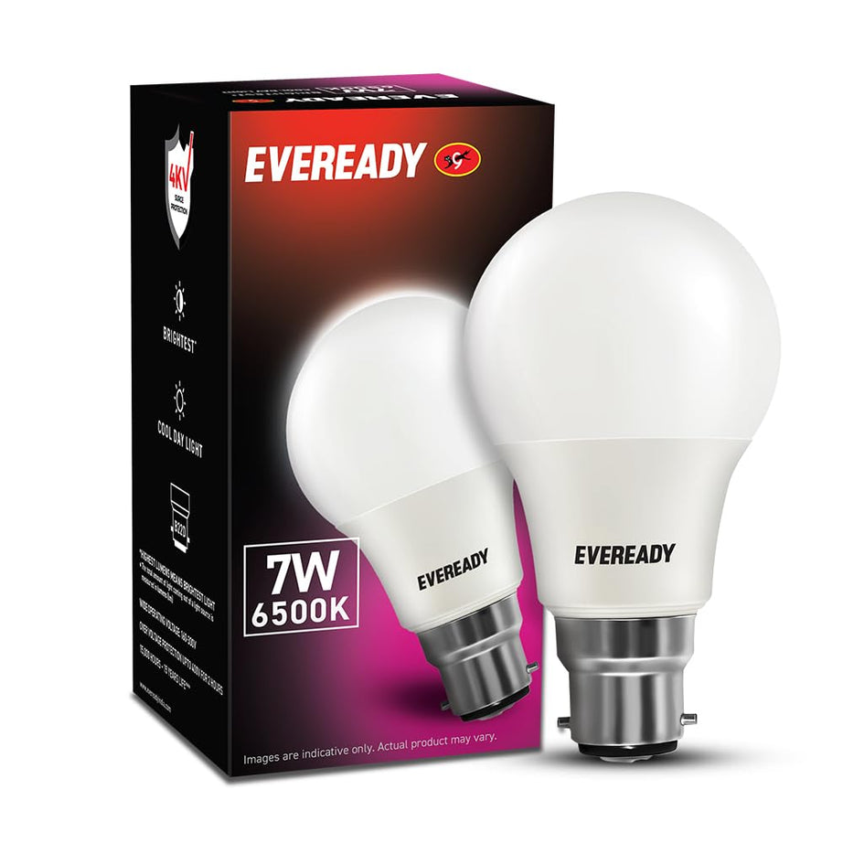 Eveready 7W LED Light Bulb | No Mercury Content & No UV Radiation | With 700 Lumens Light Output| 100 Lumens Per Watt | Cool Day Light (6500K) b22d