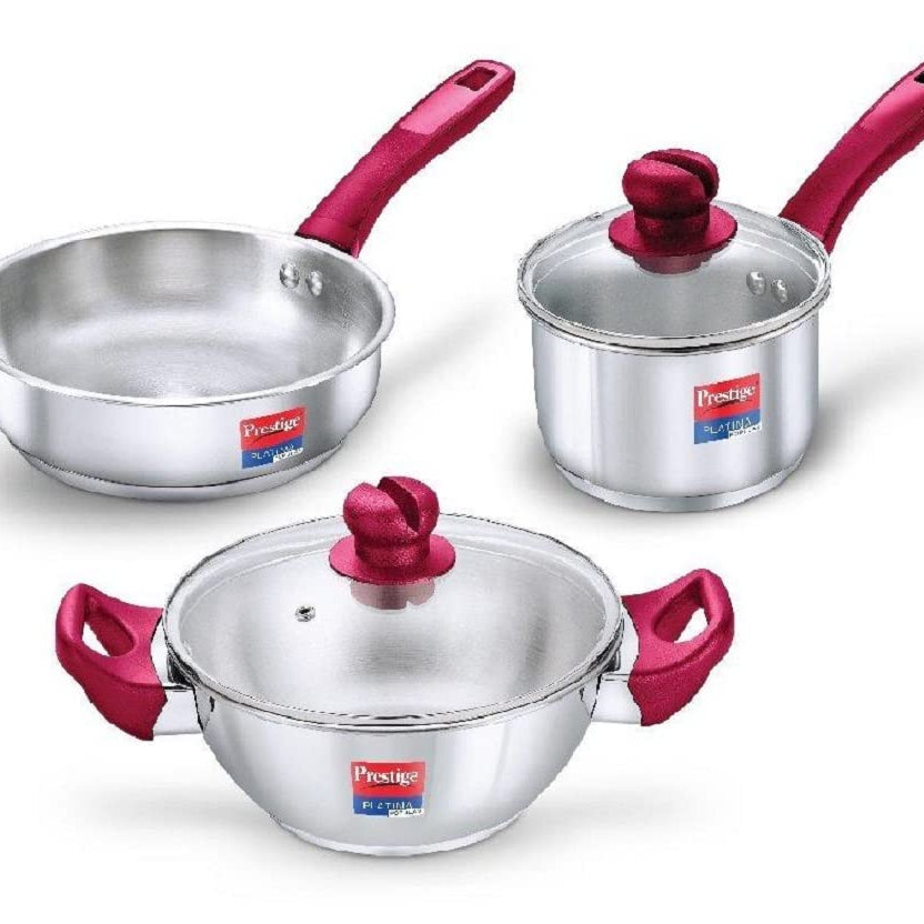 Prestige Platina Popular Stainless Steel 3PCS BYK Set Cookware