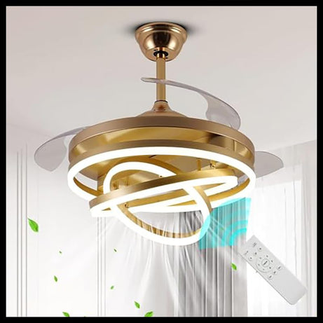 Smartway®- Chandelier for living room,modern,dining table,hall,hanging ceiling light,pendant lamp,122 Watt Cross Fan,Smart Voice Assist (Google, Alexa), App Control