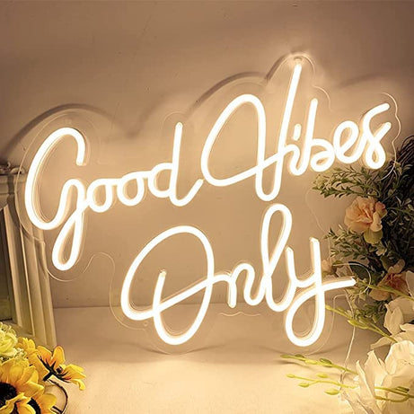 VYNES Good Vibes Only LED Neon Signs Light LED Art Decorative Sign Wall Decor, Home Decor for Wedding Party Kids Room Living Room House Bar Pub Hotel Beach (18 x 12 In) Warm White