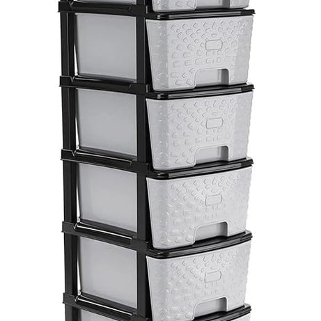 THE SR BRAND 6-XL Drawer Multipurpose Drawer Plastic Modular Chest of Drawers Storage Organizer | For Home, Office, Parlour, School, Doctors - Stone Grey