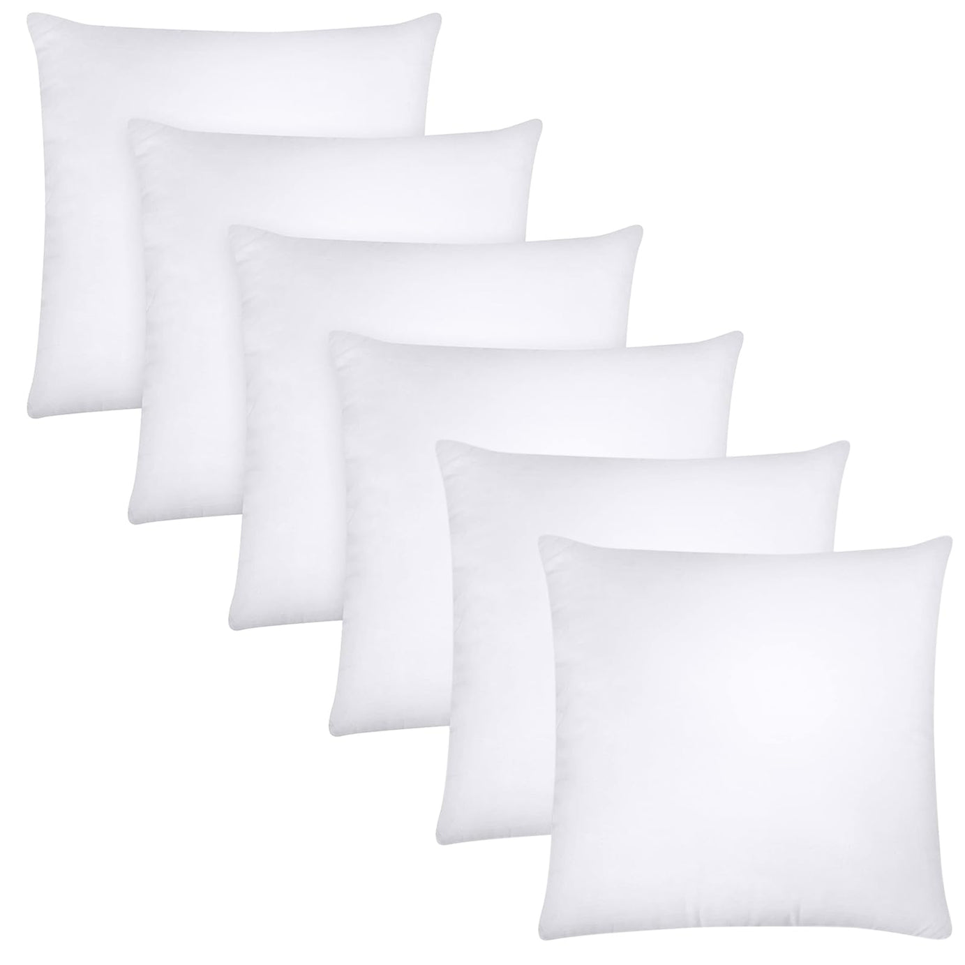 AJISH Set of 6, 18 x 18 Inch Micorfiber Filled Cushion Filler - Soft & Fluffy - Hotel Quality Premium Cushions - Decorative Cushion for Sofa, Bed, Throw Pillow insert, Office - Home Decor (White)