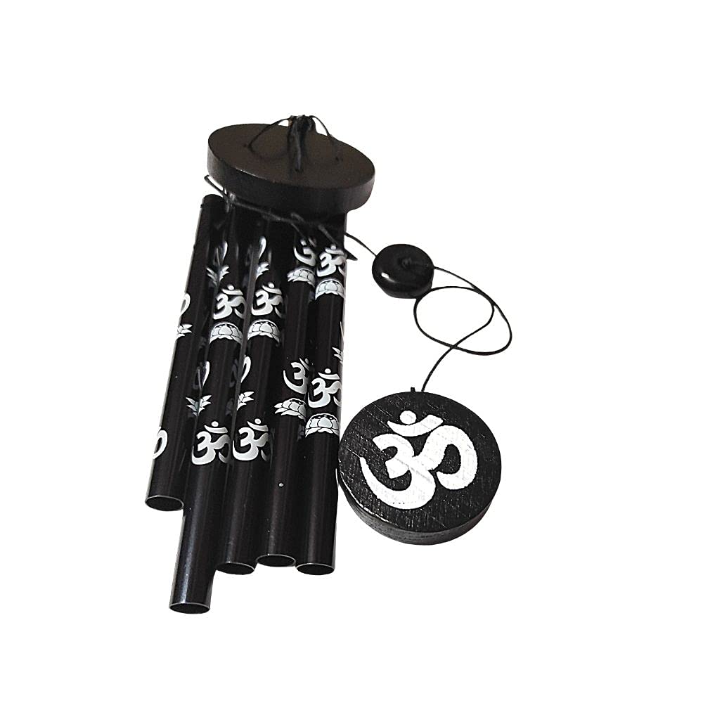 GJ Feng Shui Om Vastu Five Pipe Wind Chime for Balcony, Window and Om Wind Chime Positive Energy