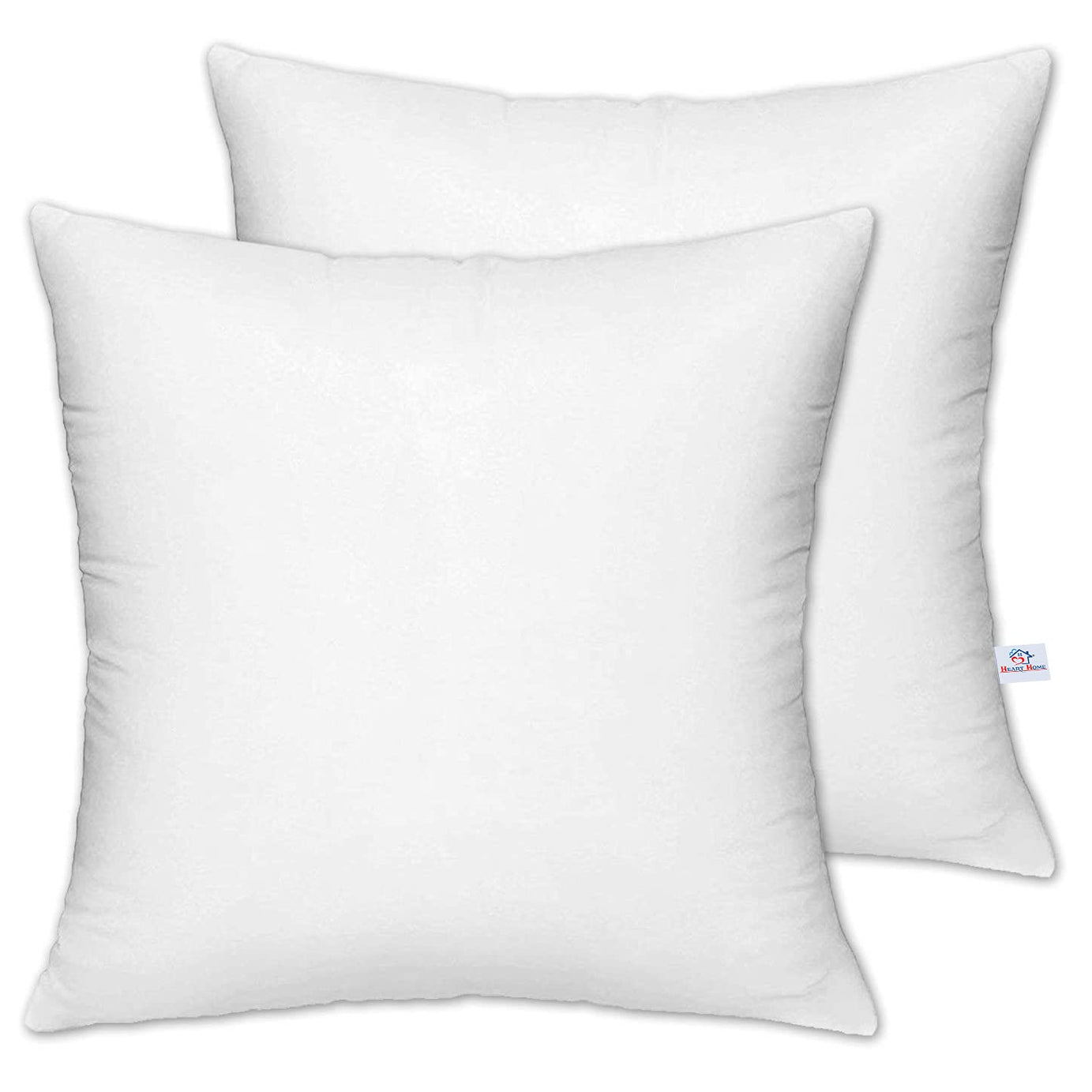 Heart Home Square Microfiber Filled Cushion Filler|Soft & Fluffy Pillow|Washable & Odorless|Dust Mite Resistant |Ideal Size 12 X 12 Inch|Pack of 2 (White)