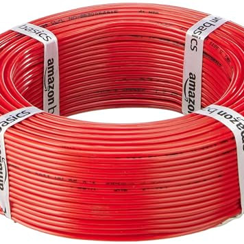 Amazon Basics PVC-Insulated, Single-Core, Multistrand Copper Wire (1 sq. mm, 90m, Red)