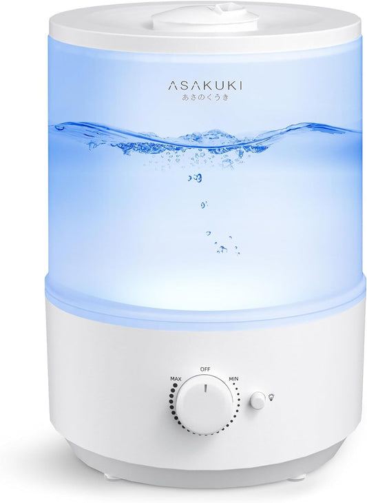 ASAKUKI Humidifier for Bedroom Large Room, 3L Air Humidifier for Home & Oil Diffuser & Night Light, Top Fill Cool Mist Humidifier, 23dB Whisper Quiet,Auto-Shut Off