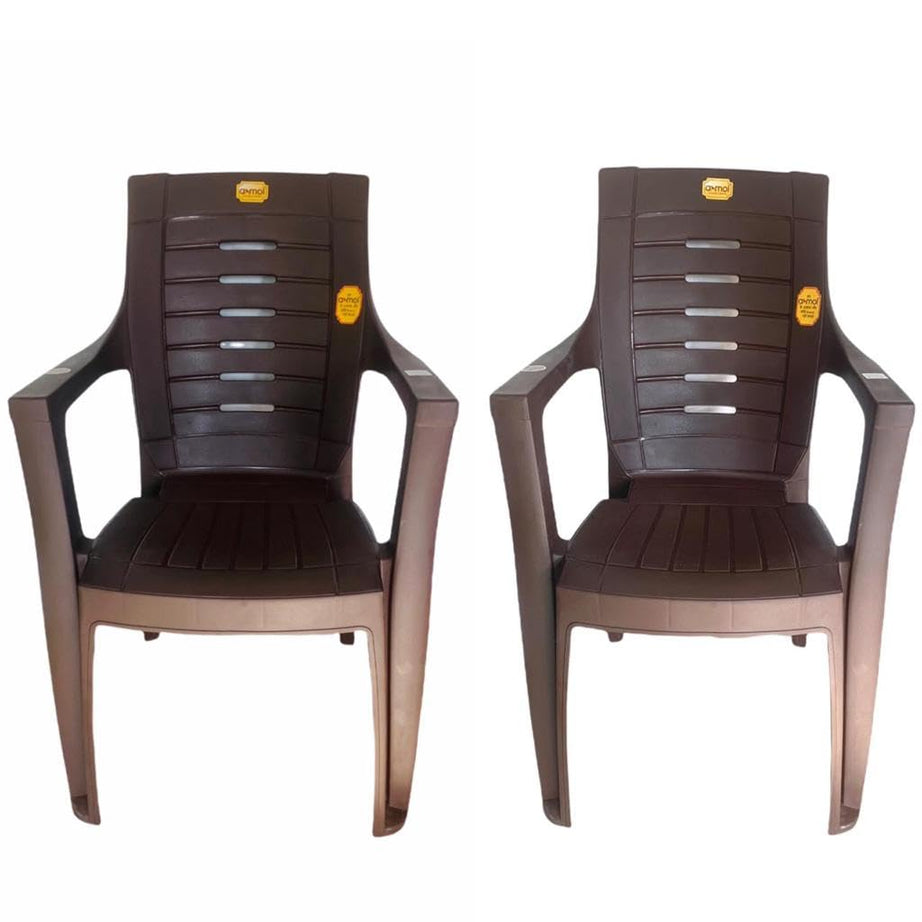 ANMOL FEROZ Brown Set of 2 Chair Fully Comfort nd Weight Bearing Capacity 150 kg Outdoor Chair Plastic Outdoor Chair