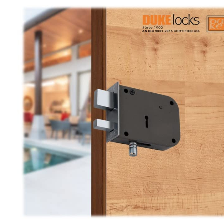 DUKE Door Lock Dyna 2-1 Heavy Main Door Lock with One Solid Hudka and Latch 6 Levers 100mm Double Action Locking with 2 Chrome Finish Keys