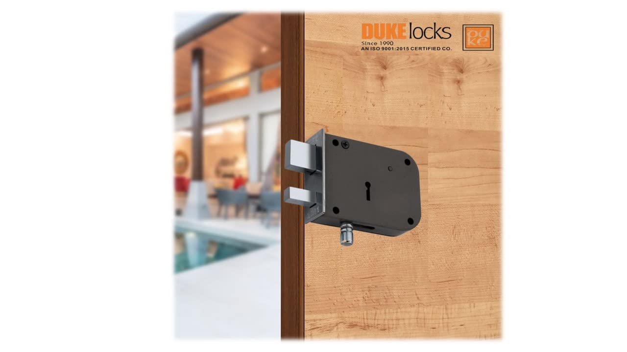 DUKE Door Lock Dyna 2-1 Heavy Main Door Lock with One Solid Hudka and Latch 6 Levers 100mm Double Action Locking with 2 Chrome Finish Keys