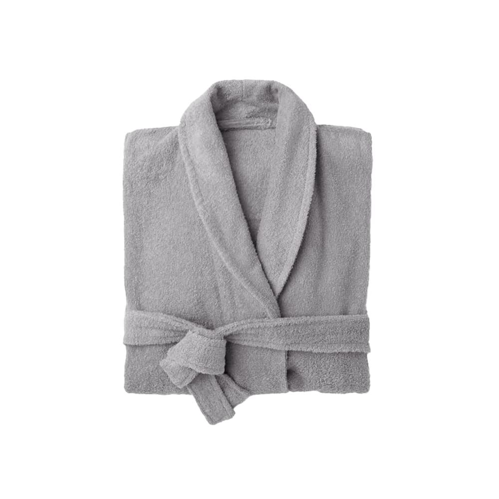 BYFT Velour Cotton Bathrobe with Slippers, Unisex, Optic Free-Size, Grey, XL