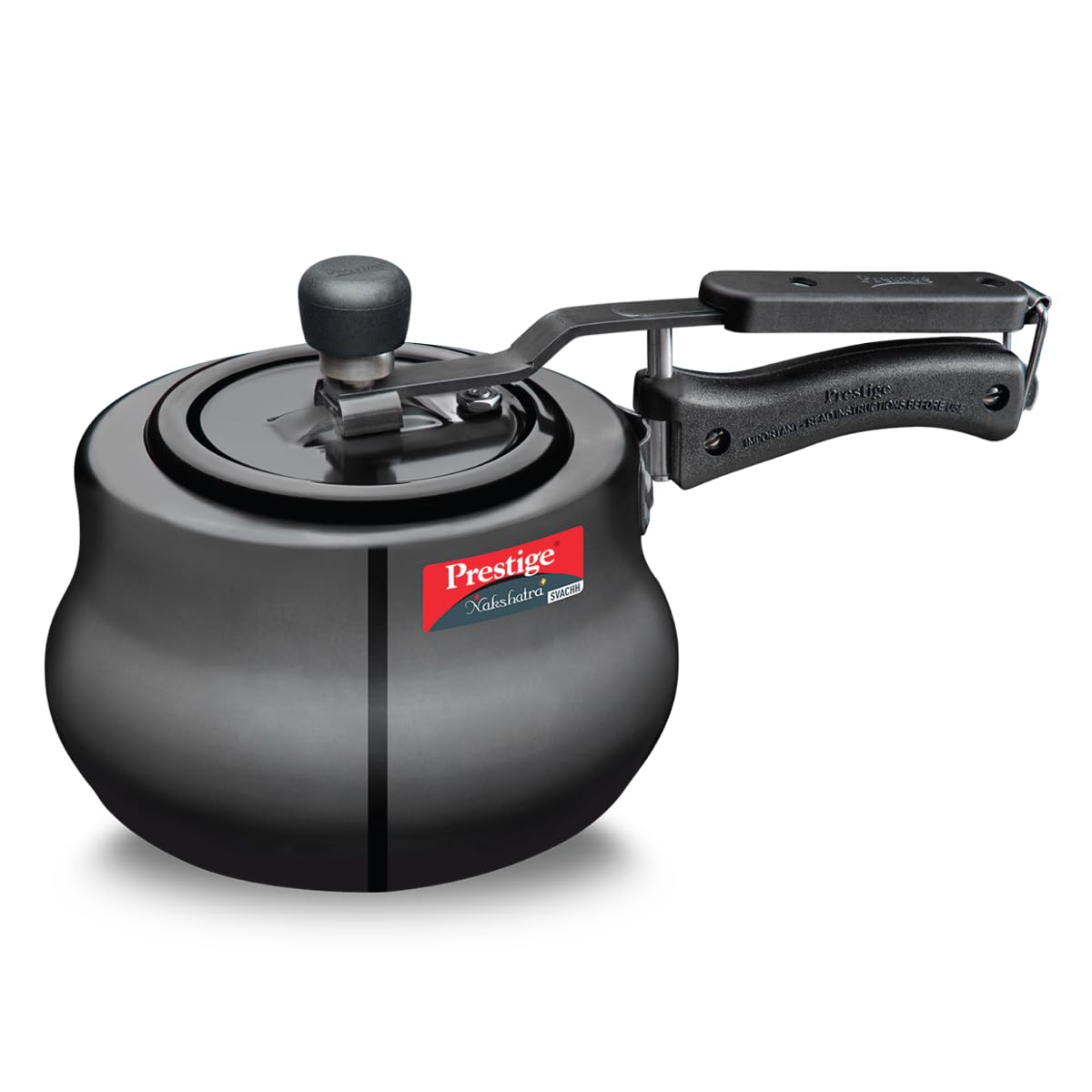 Prestige 3 Litres Nakshatra Plus Svachh Induction Base Inner Lid Hard Anodized Pressure Cooker | Black | Deep lid Spillage Control | Handi | Anti-Bulge Base | Sturdy Handle