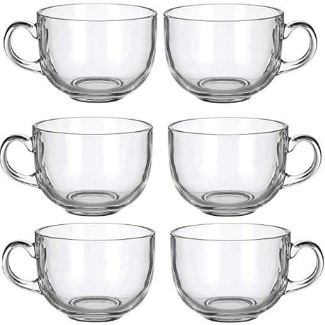 TENFIRE® Clear Glass Coffee Cup,Glassware Tea Cup - 6 Pieces, White, 150 ml Round