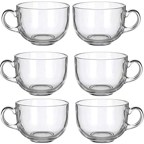 TENFIRE® Clear Glass Coffee Cup,Glassware Tea Cup - 6 Pieces, White, 150 ml Round