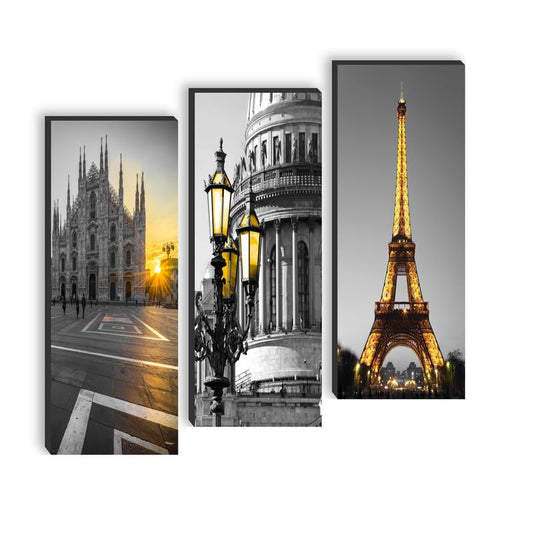 SAF paintings set of 3 eiffel tower UV textured self adeshive wall painting for home decoration SANF-SJ141