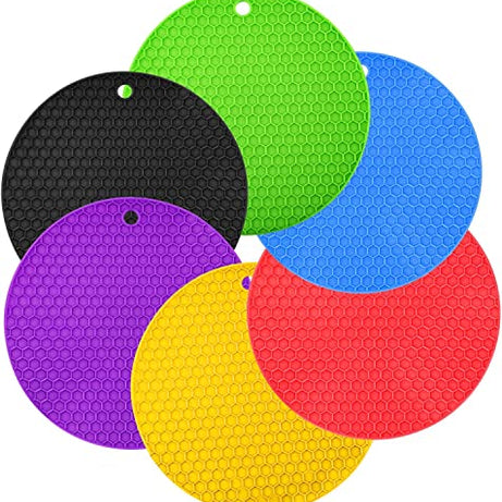 TASKHOUSE Silicone Trivet Mat Heat Resistant Trivet Mat Pot Mat Pot Coaster for Countertop Spoon Holder Gripper Pad Hot Pot and Pan (6pcs Multi)