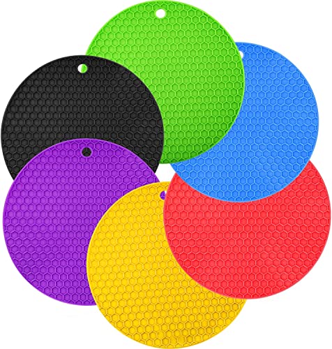 TASKHOUSE Silicone Trivet Mat Heat Resistant Trivet Mat Pot Mat Pot Coaster for Countertop Spoon Holder Gripper Pad Hot Pot and Pan (6pcs Multi)