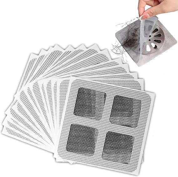 MELLOVIN® 10Pack Waterproof Disposable Shower Drain Hair Catcher, Drain Hair Catcher Waterproof Mesh Stickers for Bathroom Accessories, Apartment Essentials for Kitchen, Sink, Bathtub (4" X 4") (10)