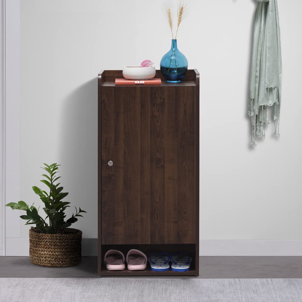 Sleepyhead Footsie - Engineered Wood Vertical Shoe Rack, (1 Door, 10 Pair, Dark Walnut)