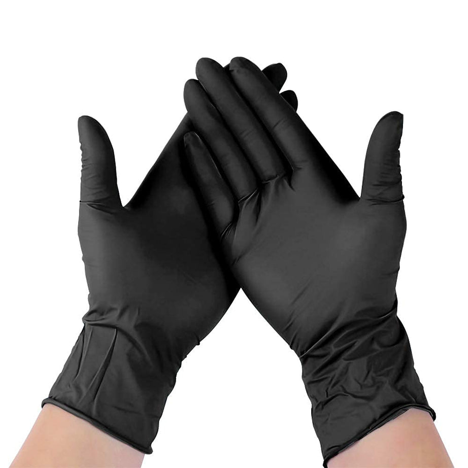 GetFit Disposable Nitrile Powder Free Gloves Pack of 30 (Medium, Black)