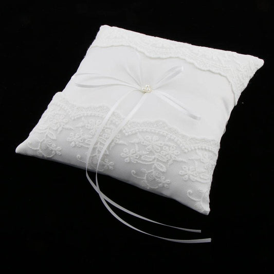 Lyla Romantic Wedding Lace Pearls Ring Cushion Ring Pillow Holder 20 X 20 Cm