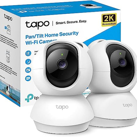 Tapo TP-Link C210P2 360° 3MP 2K 2304 Full HD 1296P Video Pan/Tilt Smart Wi-Fi Security Camera | Alexa Enabled | 2-Way Audio| Night Vision| Motion Detection | Indoor CCTV | Pack of 2,White