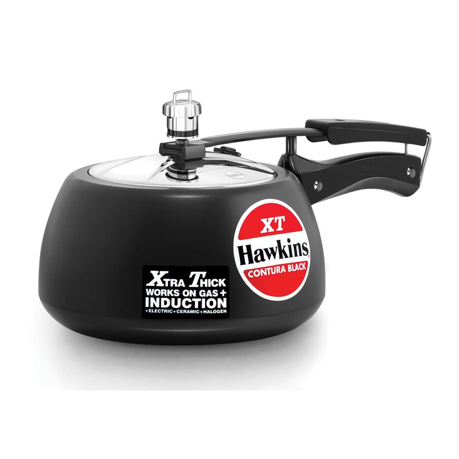 Hawkins Pressure Cooker Contura Hard Anodized Extra Thick Base for Induction, 3L (Black)